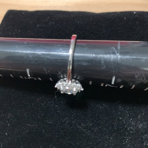 LUSTRO STELLA Made with Finest CZ Halo Ring in Platinum Over Sterling Silver - Picture 9 of 10